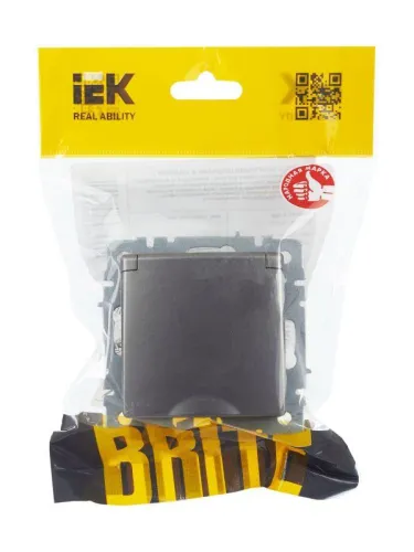 Розетка BRITE РСбш10-3-БрС 16А IP20 с заземл. защ. шторки с крышкой механизм сталь IEK BR-R16-16-K46 фото 4