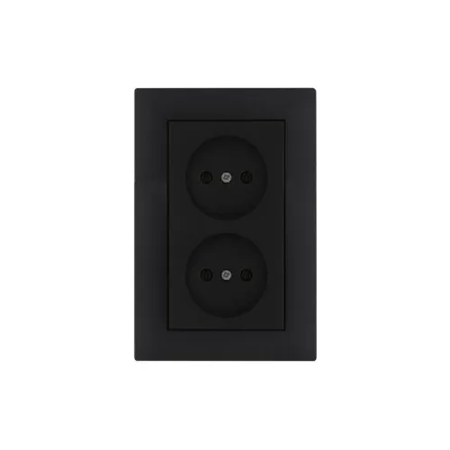 Розетка 2-я Karea RIZZ STAR без заземл. чер. Makel 88054017