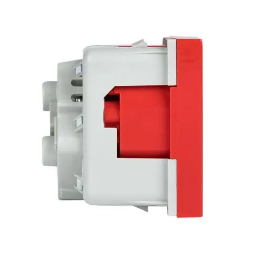 Розетка 45х45 PRO 45град. с заземл. красн. EKF E6MR16-028-70-45 фото 2