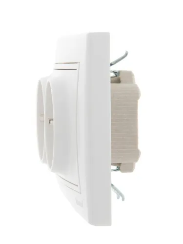 Розетка 2-м СП Mira 16А IP20 с заземл. с бел. вставкой керамика бел. LEZARD 701-0202-127 фото 3