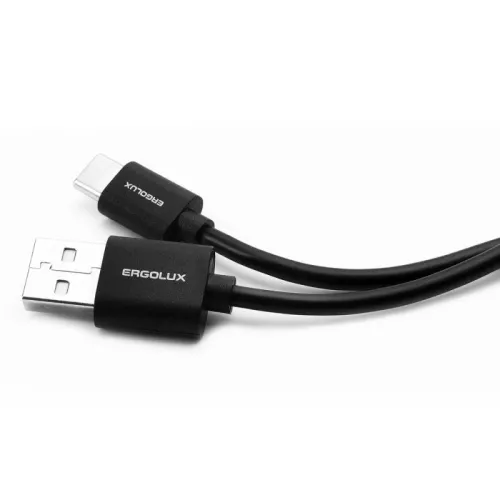 Кабель USB-Type C 2А 1м зарядка + передача данных черн. (пакет) ERGOLUX 15089 фото 3
