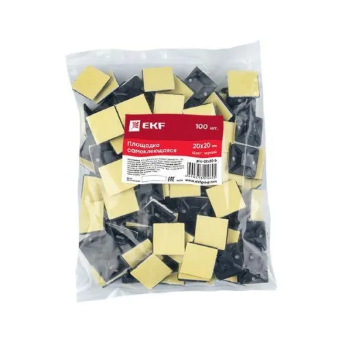 Площадка самоклеящаяся 20х20мм черн. (уп.100шт) EKF plc-20x20-b фото 3