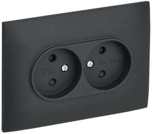 Розетка 2-м SKANDY 10А без заземл. защ. шторки в сборе SK-R09G графит IEK SK-R23-10-K53-F