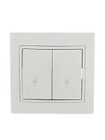 Переключатель проходной 2-кл. СП Mira 10А IP20 с бел.вставкой бел. LEZARD 701-0202-106