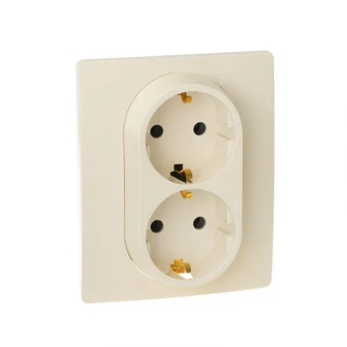 Розетка 2-м СП Etika 16А IP20 250В 2P+E с заземл. немецк. стандарт винт. клеммы в сборе сл. кость Leg 672323 фото 5