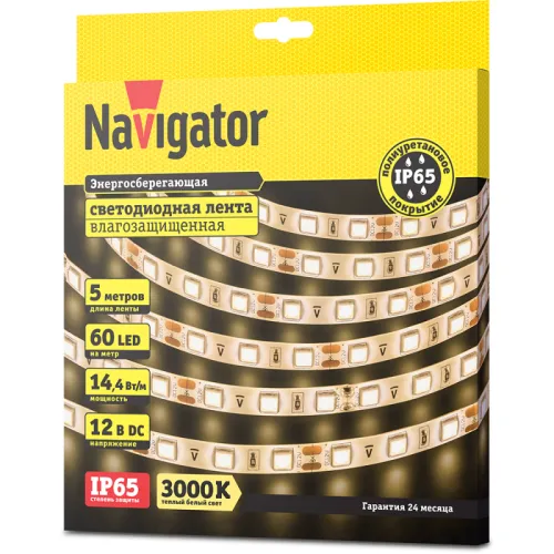 Лента светодиодная 71 427 NLS-5050WW60-14.4 IP65 12B R5 14.4Вт/м (уп.5м) Navigator 71427 фото 2