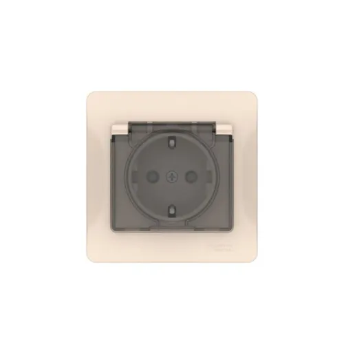 Розетка Glossa 16А IP44 с заземл. защ. шторки с крышкой быстрозажим. клем. в сборе беж. SE GSL000248S фото 3