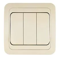 Выключатель 3-кл. 3п СП Mimoza 10А IP20 крем./крем. Makel 25091