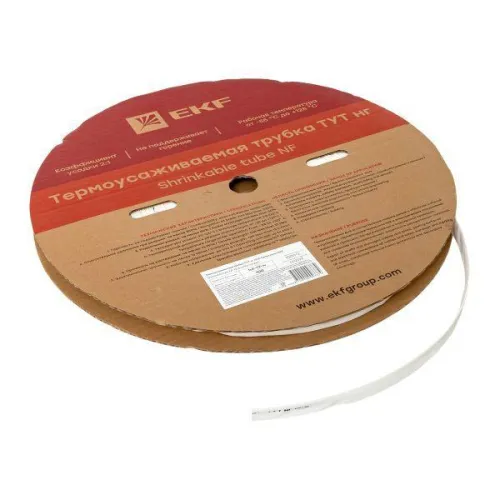 Трубка термоусадочная ТУТ нг 12/6 бел. (уп.100м) EKF tut-12-w фото 4