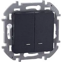 Выключатель 2-кл. Inspiria 10А IP20 250В 10AX с подсветкой/индикацией механизм антрацит IEK 673633