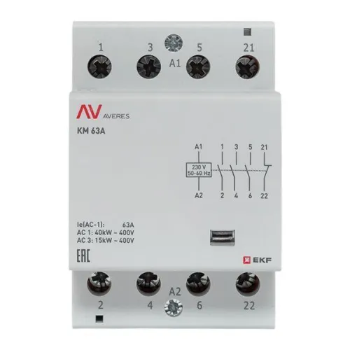 Контактор модульный КМ 63А 3NO+1NC 230В AC (3 мод.) AVERES EKF km-av-3-63-31-230V фото 9