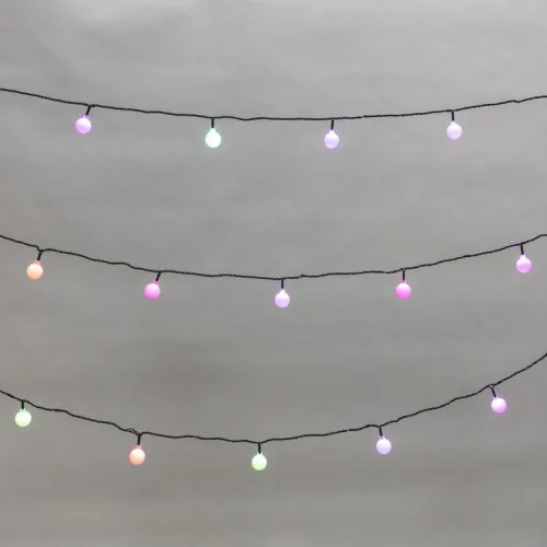 Гирлянда светодиодная "Шарики" 5м d25мм 25LED RGB ПВХ темн. зел. Neon-Night 303-550