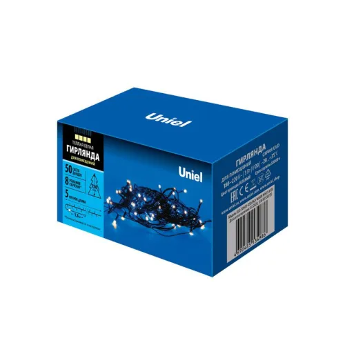 Гирлянда LED ULD-S0500-050/DGA WARM WHITE IP20 5м 50 диодов. тепл. бел. свет провод зел. Uniel UL-00007304 фото 11