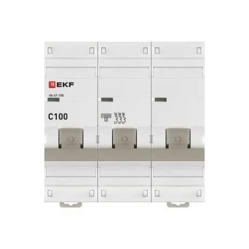 Выключатель автоматический модульный 3п C 100А 10кА ВА 47-100 PROxima EKF mcb47100-3-100C-pro фото 3