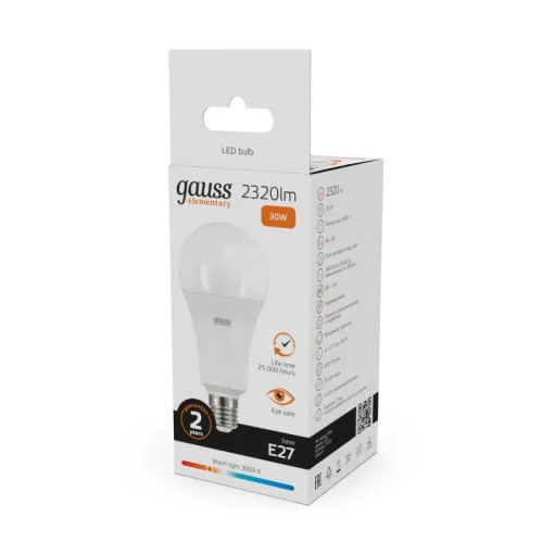 Лампа светодиодная Elementary 30Вт A67 грушевидная 3000К тепл. бел. E27 2320лм GAUSS 73219 фото 3