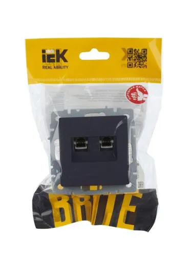 Розетка компьютерная 2-м СП BRITE RJ45 кат.5E РК10-2-БрГ механизм графит IEK BR-K20-1-K53 фото 4