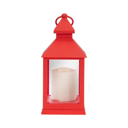 Фонарь декоративный со свечкой красный корпус размер 10.5х10.5х24см тепл. бел. Neon-Night 513-059 фото 4