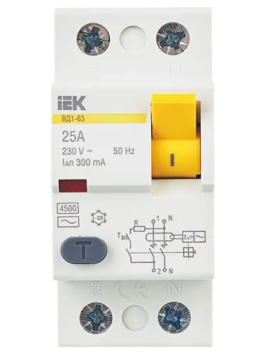 Выключатель дифференциального тока (УЗО) 2п 25А 300мА тип AC ВД1-63 KARAT IEK MDV10-2-025-300 фото 8