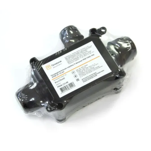 Коробка распределительная ОП 130х81х42 3-вводная IP68 ПА66 40А 450В d5-14мм черн. Промрукав PR08.13148 фото 3