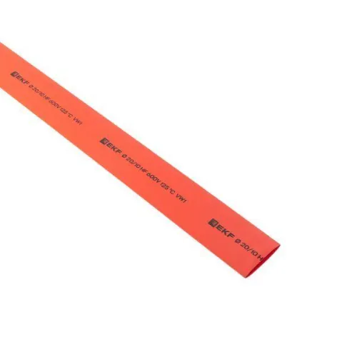 Трубка термоусадочная ТУТ нг 20/10 красн. 1м (уп.50м) PROxima EKF tut-20-r-1m