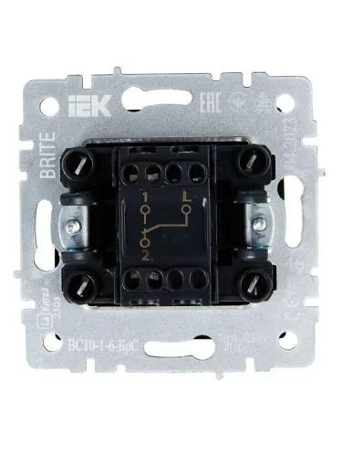 Выключатель проходной 1-кл. СП BRITE ВС10-1-6-БрС 10А механизм сталь IEK BR-V12-0-10-K46 фото 6