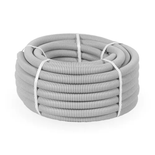 Труба гофрированная ПВХ легкая d25мм с протяжкой 350 Н сер. (уп.50м) Промрукав PR.012531 фото 2