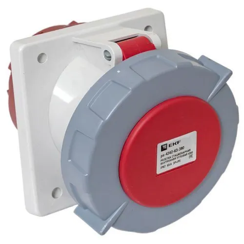 Розетка стационарная внутренняя угловая 4342 3Р+РЕ 63А 380В IP67 PROxima EKF ps-4342-63-380 фото 7