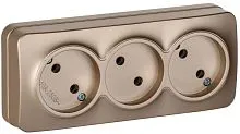 Розетка 3-м ОП GLORY РС23-2-ХШм 10А без заземл. без защ. шторок шампань матов. IEK ERH30-K37M-10