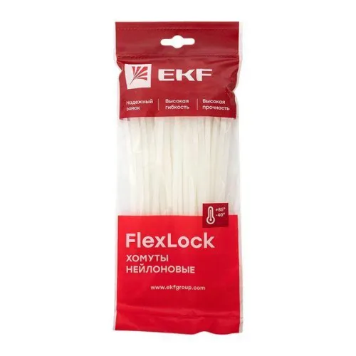 Хомут P6.6 4.6х180 FlexLock стандартный бел. (уп.100шт) PROxima EKF plc-fl-ctsw-4.6x180 фото 3