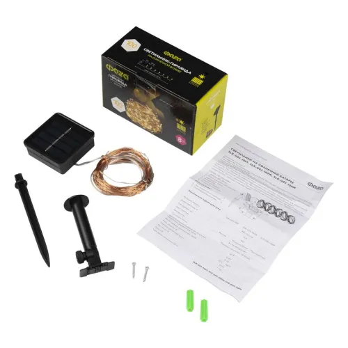 Светильник светодиодный садовый SLR-G03-100Y нить 100LED желт. на солнечн. батарее ФАZА 5033320 фото 4