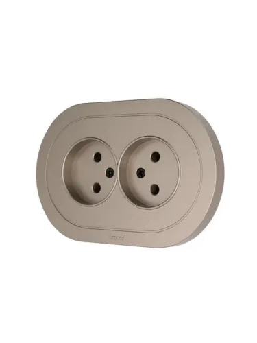Розетка 2-м СП OSEN без заземл. ПБТ круглая механизм титан LEZARD 744-3700-128B фото 2