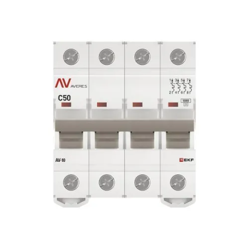 Выключатель автоматический модульный 4п C 50А 10кА AV-10 AVERES EKF mcb10-4-50C-av фото 2