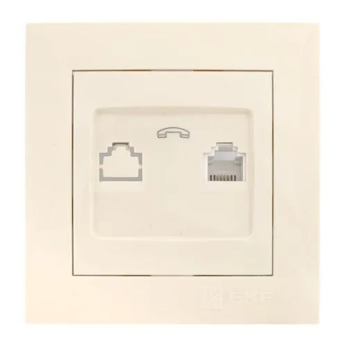 Розетка телефонная 1-м СП Валенсия RJ11 крем. PROxima EKF EWT01-034-20
