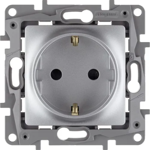 Розетка 1-м СП Etika 16А IP31 250В 2P+E с заземл. защ. шторки немецк. стандарт винтов. клеммы механизм алюм. IEK 672422 фото 6
