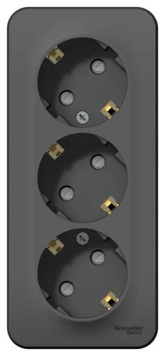 Розетка 3-м ОП Blanca 16А IP20 250В с заземл. защ. шторки с изолир. пластиной антрацит SE BLNRA011316 фото 3