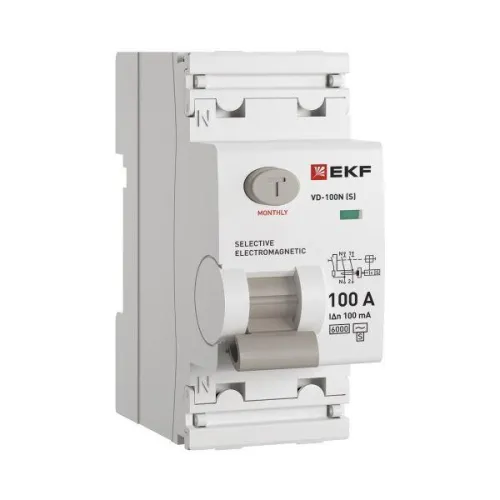 Выключатель дифференциального тока 2п 100А 100мА тип AC 6кА ВД-100N (S) электромех. PROxima EKF E1026MS100100