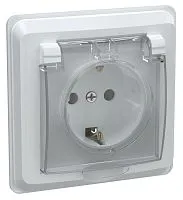 Розетка 1-м СП Вега РСбш10-3-ВБ 16А IP44 с заземл. защ. шторки с крышкой бел. IEK ERV16-K01-16-DM