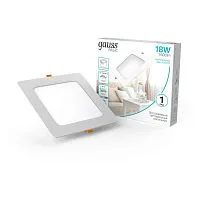 Светильник светодиодный Basic Downlight 18Вт 4000К IP20 1600лм 170х26 170-260В монтаж. квадрат бел. 1/60 GAUSS 9031420218