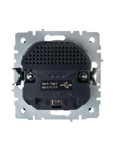 Розетка BRITE РЮш11-1-БрШ 16А с USB A+C 18Вт с заземл. защ. шторки механизм шампань IEK BR-R14-16-U22-018-K37 фото 2