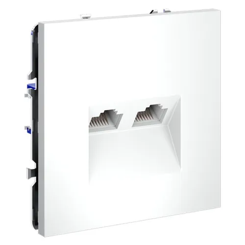 Розетка компьютерная 2-м СП S70 RJ45 + RJ45 кат.6 механизм бел. матов. Voltum VLS060202 фото 3