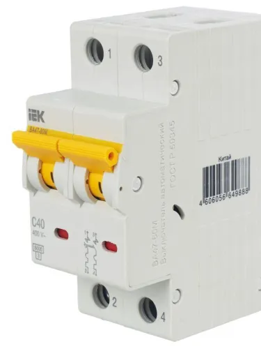 Выключатель автоматический модульный 2п C 40А 6кА ВА47-60M KARAT IEK MVA31-2-040-C фото 8