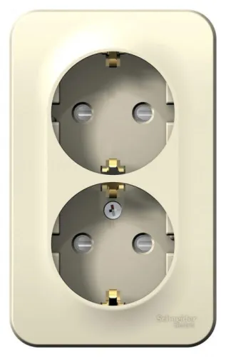 Розетка 2-м ОП Blanca 16А IP20 250В с заземл. защ. шторки с изолир. пластиной молоч. SE BLNRA011212 фото 3