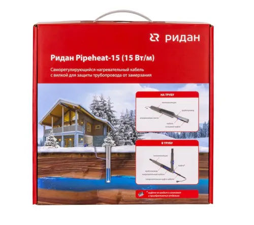 Кабель нагревательный саморег. Pipeheat-15 285Вт 19м с вилкой Ридан 21RT0808R фото 6