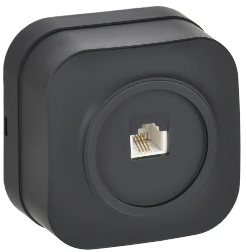 Розетка телефонная ОП GLORY РТ20-ХЧм RJ11 черн. матов. IEK ETH10-K02M