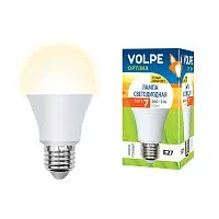 Лампа светодиодная LED-A60-7W/WW 7Вт грушевидная 3000К тепл. бел. E27 600лм 200-250В Volpe UL-00001064