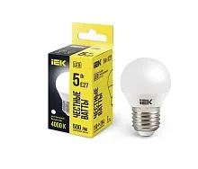 Лампа светодиодная G45 5Вт шар 4000К нейтр. бел. E27 450лм 230-240В IEK LLE-G45-5-230-40-E27