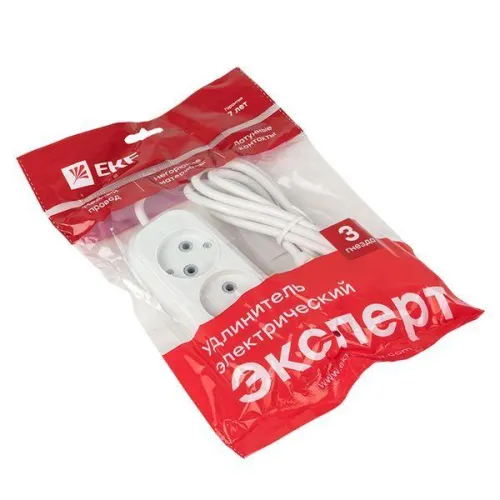 Удлинитель 3х2м без заземл. 10А IP20 Эксперт 2.2кВт ПВС 2х0.75 PROxima EKF UBA10-275-3-02 фото 6