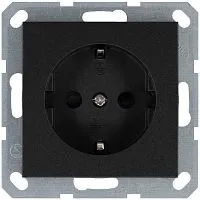 Розетка 1-м Shuko 16А IP20 с заземл. защ. шторки механизм антрацит Jasmart G5501B