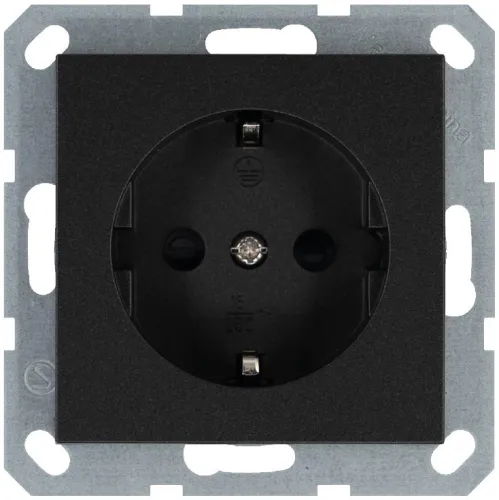 Розетка 1-м Shuko 16А IP20 с заземл. защ. шторки механизм антрацит Jasmart G5501B