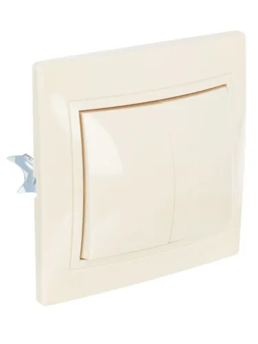 Выключатель 2-кл. 1п СП Кварта 10А IP20 ВС10-2-0-Км керамич. осн. крем. GENERICA EVK20-K33-10-K фото 2